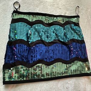 Multi blue sequin strapless top